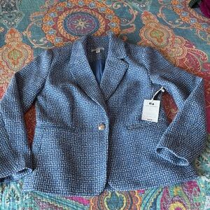 Elegant Blue Tweed Blazer